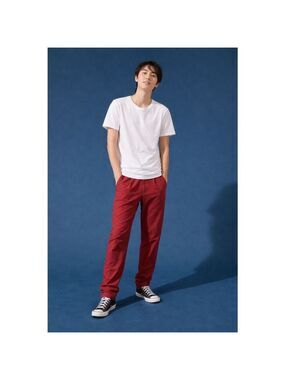 For Days Men’s Poplin Pant Garnet Red XL Organic Cotton Pull-On